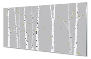 Panel szklany do Kuchni Artystyczny Szkic Brzozy