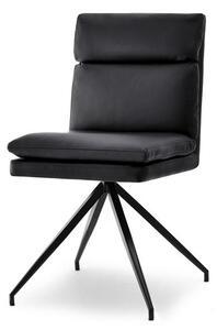 Loftowe Krzesło Ze Skóry Sergio Czarne Z Miękkim Siedziskiem Na Stalowej Nodze Pająk