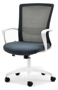 Modny fotel biurowy ergonomiczny jared grafitowy z siatki mesh na białej podstawie