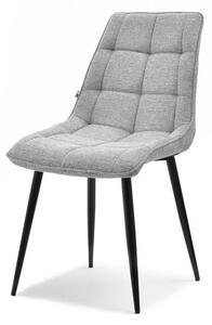 Stylowe krzesło do jadalni hugo szare tapicerowane tkaniną na czarnej nodze ze stali