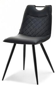 Krzesło W Stylu Loft Rita Czarne Pikowane Ze Skóry Eko Na Metalowych Nogach