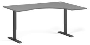 Ergonomiczne biurko z regulacją wysokości, 160x120 cm, 2 silniki, L/P, czarna podstawa, grafit