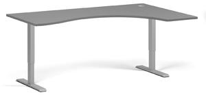 Ergonomiczne biurko z regulacją wysokości, 180x120 cm, 1 silnik, L/P, szara podstawa, grafit