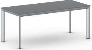 Stół konferencyjny do biura PRIMO INVITATION, 180x80 cm, szaro-srebrna podstawa, grafit