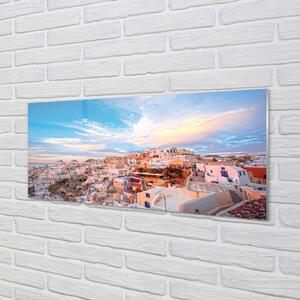 Panel Szklany Grecja Panorama miasto zachód słońca