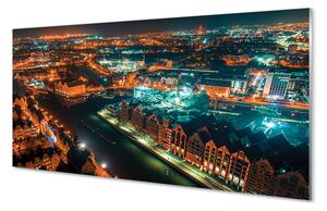 Obraz na szkle Gdańsk Rzeka panorama noc