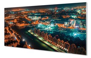 Obraz na szkle Gdańsk Rzeka panorama noc
