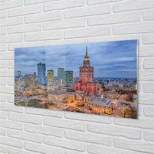 Obraz na szkle Warszawa Panorama zachód słońca