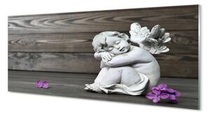 Obraz na szkle Śpiący anioł kwiaty deski