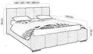 Duże łóżko z pojemnikiem i stelażem 180x200 LAURA