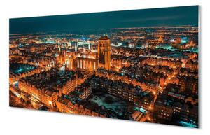 Obraz na szkle Gdańsk Panorama noc kościół