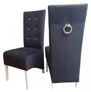 Nowoczesne krzesło szare Trend z kołatką pikowane do salonu