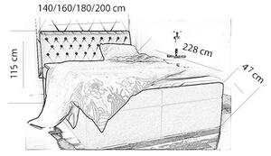 Łóżko łóżko kontynentalne do sypialni pikowane kryształkami 160 cm