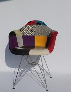 Fotel tapicerowany Milano Patchwork chromowane nogi