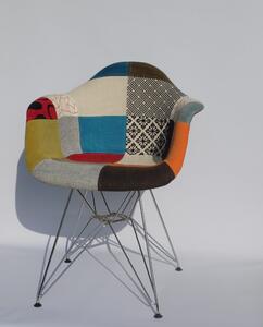 Fotel tapicerowany Milano Patchwork jasny chromowane nogi