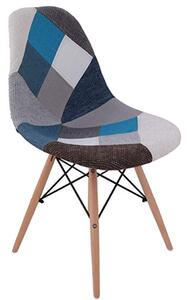 Krzesło DSW patchwork tapicerowane krata niebieska