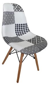 Krzesło DSW patchwork tapicerowane krata biała