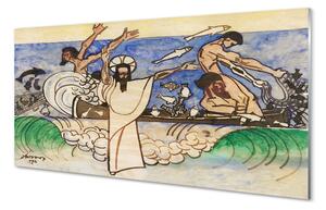 Obraz na szkle Szkic Jezus morze