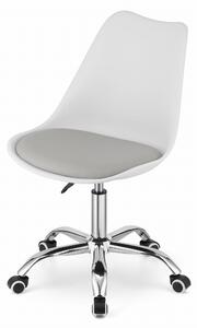 Skandynawskie Krzesło obrotowe biurowe fotel na kółkach Kris biało-szare