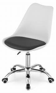 Skandynawskie Krzesło obrotowe biurowe fotel na kółkach Kris biało-czarne