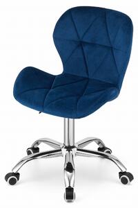 Krzesło obrotowe fotel na kółkach Eliot aksamit niebieskie