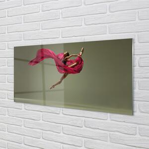 Obraz na szkle Kobieta szpagat różowy materiał