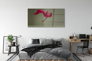 Obraz na szkle Kobieta szpagat różowy materiał