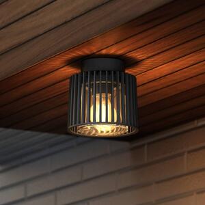 LUTEC Zewnętrzna lampa sufitowa SHYNE, czarna, 16 cm, metal, IP54, E27 możliwość ściemniania, czarny, aluminium, nowoczesny