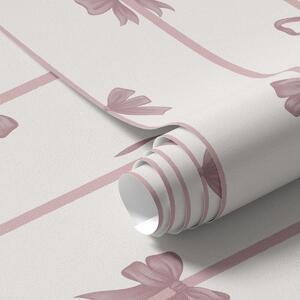Tapety Różowe kokardki z wstążkami na jasnym tle, Tapety Geometryczne, Tapety w paski, a01074 : Uwalls.pl