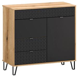 Komoda z szufladami na nóżkach dąb evok + czarny H6-M32