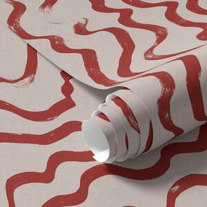 Tapety Czerwone faliste linie na jasnym tle, Tapety Abstrakcyjne, a01168 : Uwalls.pl