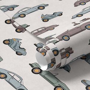 Tapety Samochody i skutery w stylu retro na jasnym tle, Tapety vintage, a01172 : Uwalls.pl