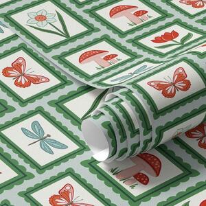 Tapety Kwiaty, grzyby i motyle w ramkach, Tapety Z kwiatami, a01175 : Uwalls.pl