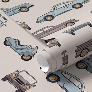 Tapety Samochody i skutery w stylu retro na beżowym tle, Tapety vintage, a01178v1 : Uwalls.pl