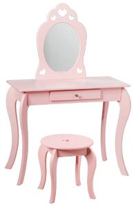 Toaletka dziecięca z taboretem i lustrem, różowa