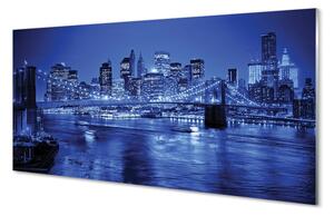 Obraz na szkle Panorama most wieżowce rzeka