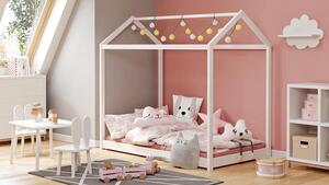 Białe drewniane łóżko domek - Melody