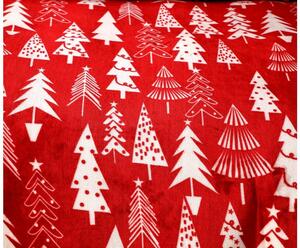 Pościel mikroplusz CHRISTMAS TREES czerwona + prześcieradło mikroplusz SOFT 90x200 cm biały