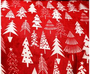 2x Pościel mikropluszowa CHRISTMAS TREES czerwona + Prześcieradło mikropluszowe SOFT 180x200 cm białe