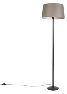 Lampa stojąca czarna z abażurem z lnu w kolorze taupe 45 cm - Simplo
