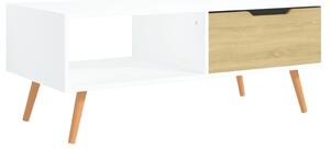 Stolik kawowy, biel i dąb sonoma, 100x49,5x43 cm, płyta wiórowa