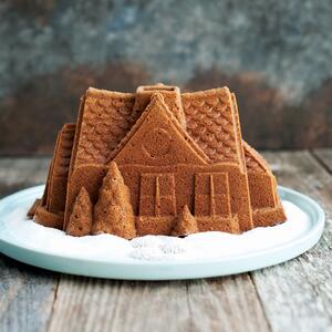 Forma do piernika domek Gingerbread House Bundt® srebrna Nordic Ware