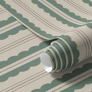 Tapety Zielone faliste paski z kropkowanymi liniami, Tapety Geometryczne, Tapety w paski, a01185 : Uwalls.pl