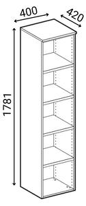 Szafa biurowa kombinowana PRIMO GRAY, drzwi na 3 poziomach, 1781 x 400 x 420 mm, szary/brzoza