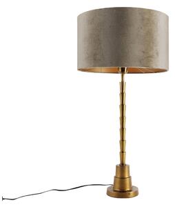 Lampa stołowa brązowa z zielonym aksamitnym abażurem 35 cm - Pisos