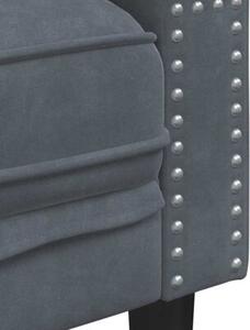 Sofa chesterfield aksamitna ciemnoszara z gÅÄbokim tuftingiem