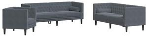 Elegancka sofa z aksamitu do salonu, sypialni i biura - ciemnoszara, 6 miejscowa, odporna na warunki atmosferyczne