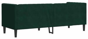 Sofa chesterfield z waÅkami, 3-osobowa, ciemnozielona, aksamit