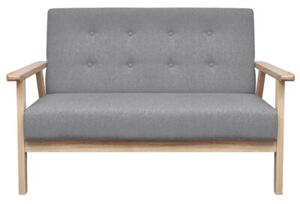 Zestaw sof, 3 szt., tkanina, jasnoszara