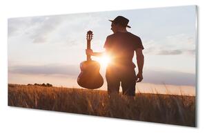 Szklany Panel Muzyk z Gitarą